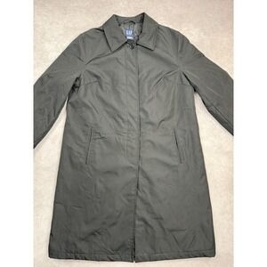 VTG GAP Coat Women Medium Black Long Insulated‎ Button Polyester Lined Jacket